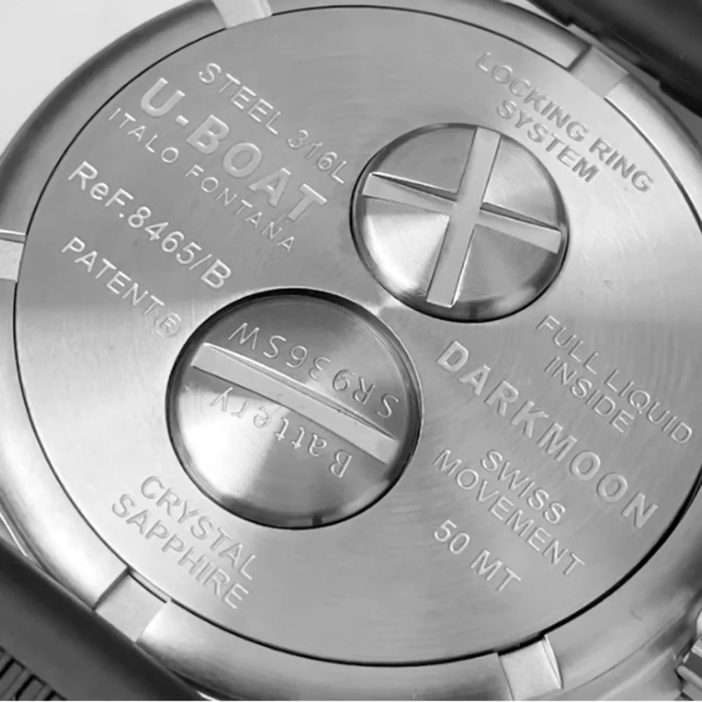 U-Boat Darkmoon Watch Red Glass 44mm Silver/ Black - Picture 7 of 8